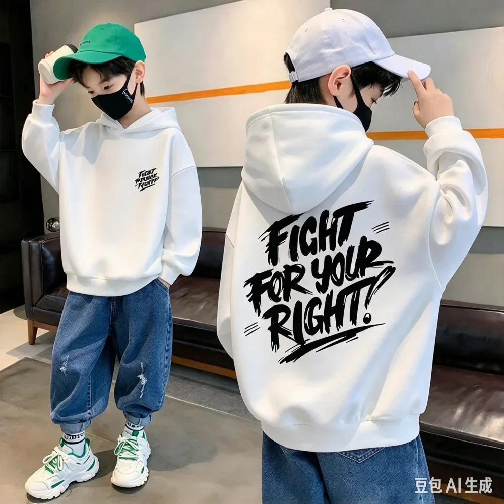 Kids Hoodies Slogan Graphic Printed Sweatshirt Boys Girls 