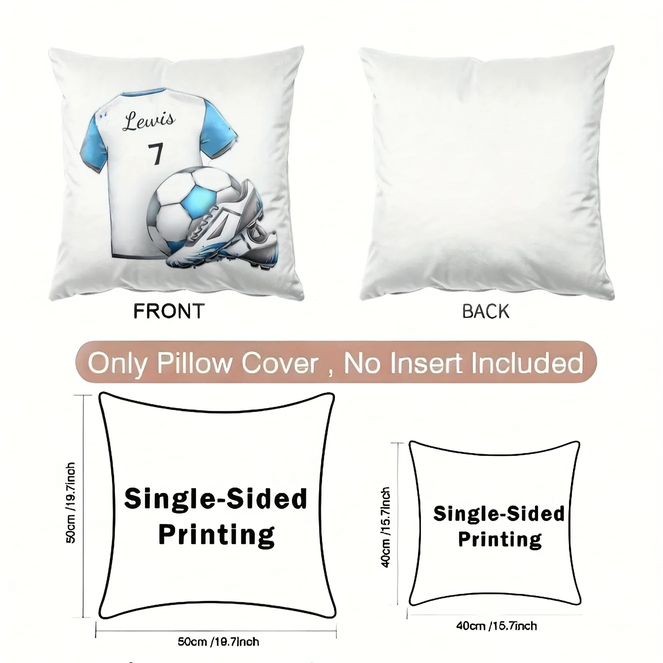 Customize 1pc Sports Soccer T-Shirt Creative Custom Name Number Pillow Player Gift Custom Name Number Pillowcase Personalized Un - view 5