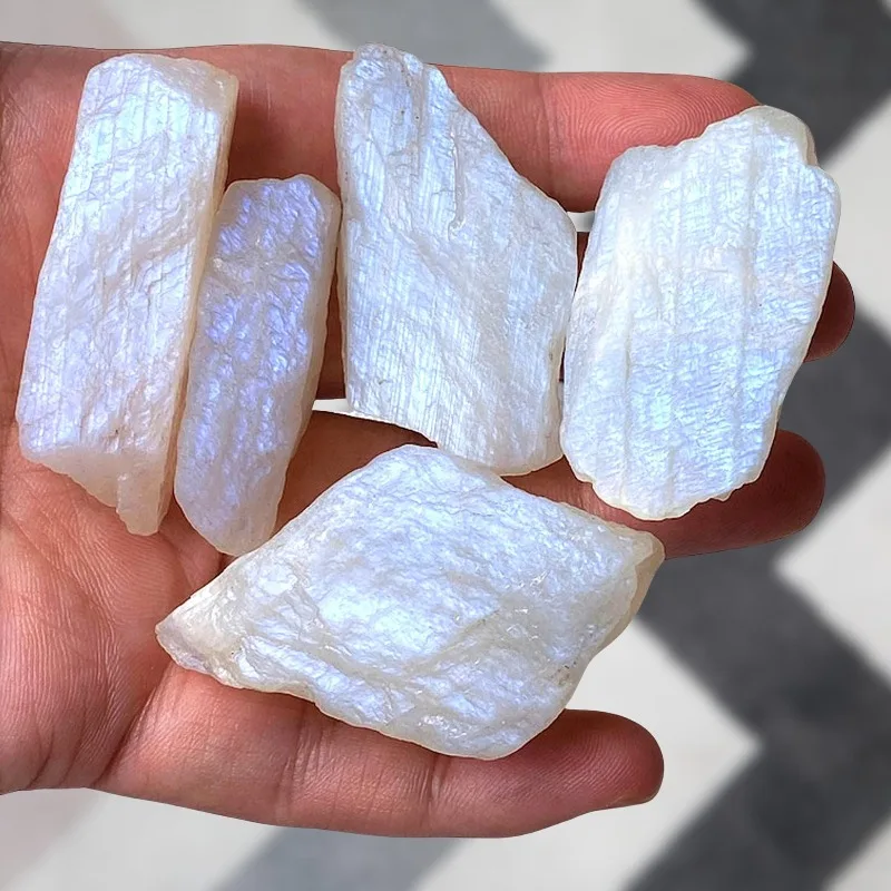 High-quality blue moonstone rough - irregularly shaped, sparkling gemstone, unpolished rough stone - suitable for flower pots