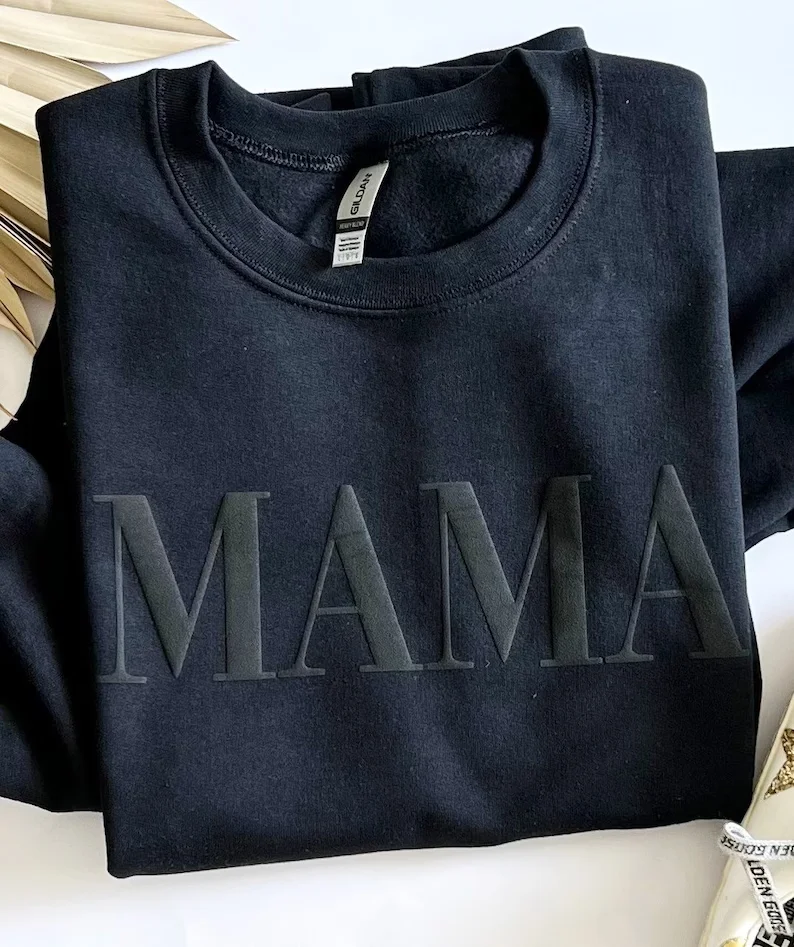 Mama Sweatshirt Pink Mama Girl Mom Sweatshirt Puff Print Gift for Her Pregnancy Reveal Mom Shirt Mother\'s Day Gift