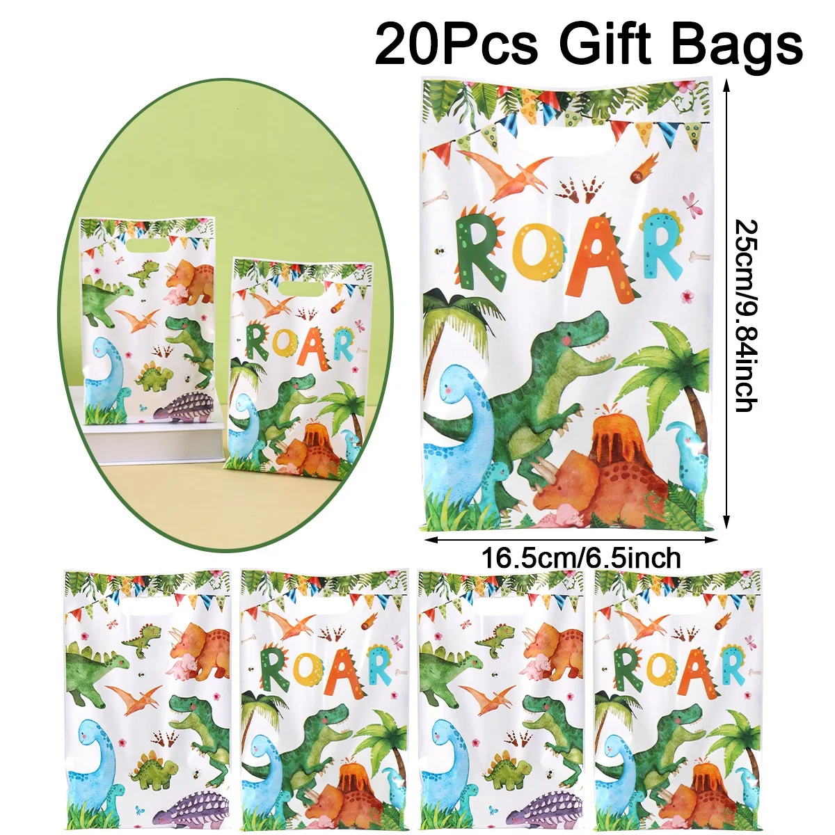 10/20/50 Stuks Dinosaurus Plastic Gift Bag Snoep Zak Dinosaurus Verjaardagsfeestje Baby Douche Decor Kids verjaardagsfeestje Gunsten Levert