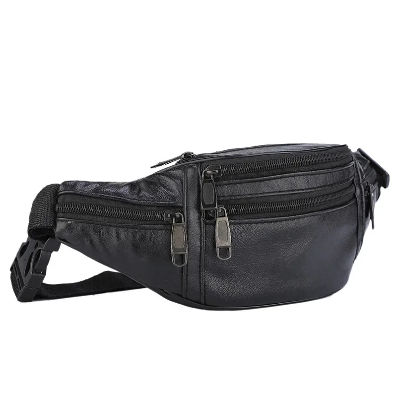 Homens de couro cintura saco peito fino esportes ao ar livre tático pauch masculino pequeno correndo fanny pacote crossbody peito dinheiro cinto sacos