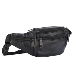 Leather Men Waist Chest Bag Thin Outdoor Sports Tactical Pauch Male Small Running Fanny Pack Crossbody Chest Money Belt Bags