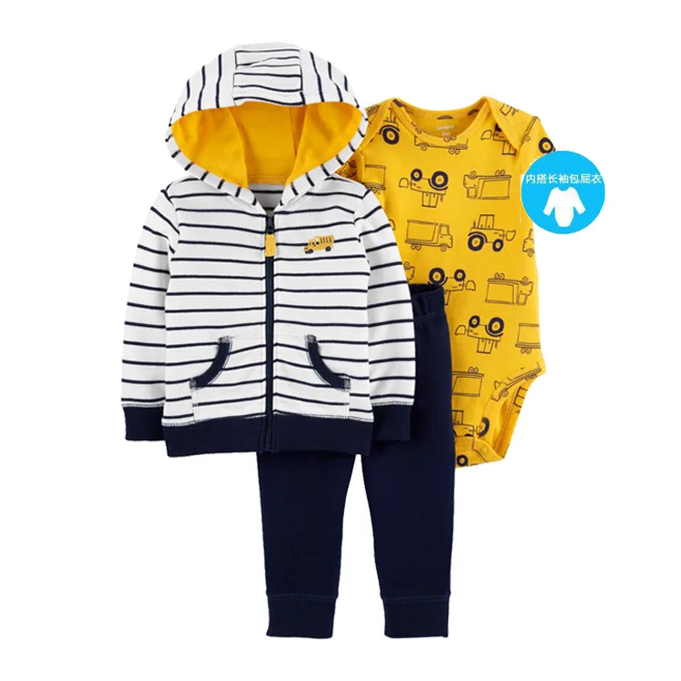 Children\'s Hoodie Set Kids Clothes Baby Boys Clothing Mickey Hooded Casual Sweaters Hooded Sweatshirt+pants+Bodysuits 3pcs/set