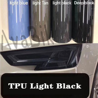 30x300cm TPU Dark Black Protection Wrap Car Headlight Protection Self-healing Anti-scratch Film Smoked Black PPF Car Accessories