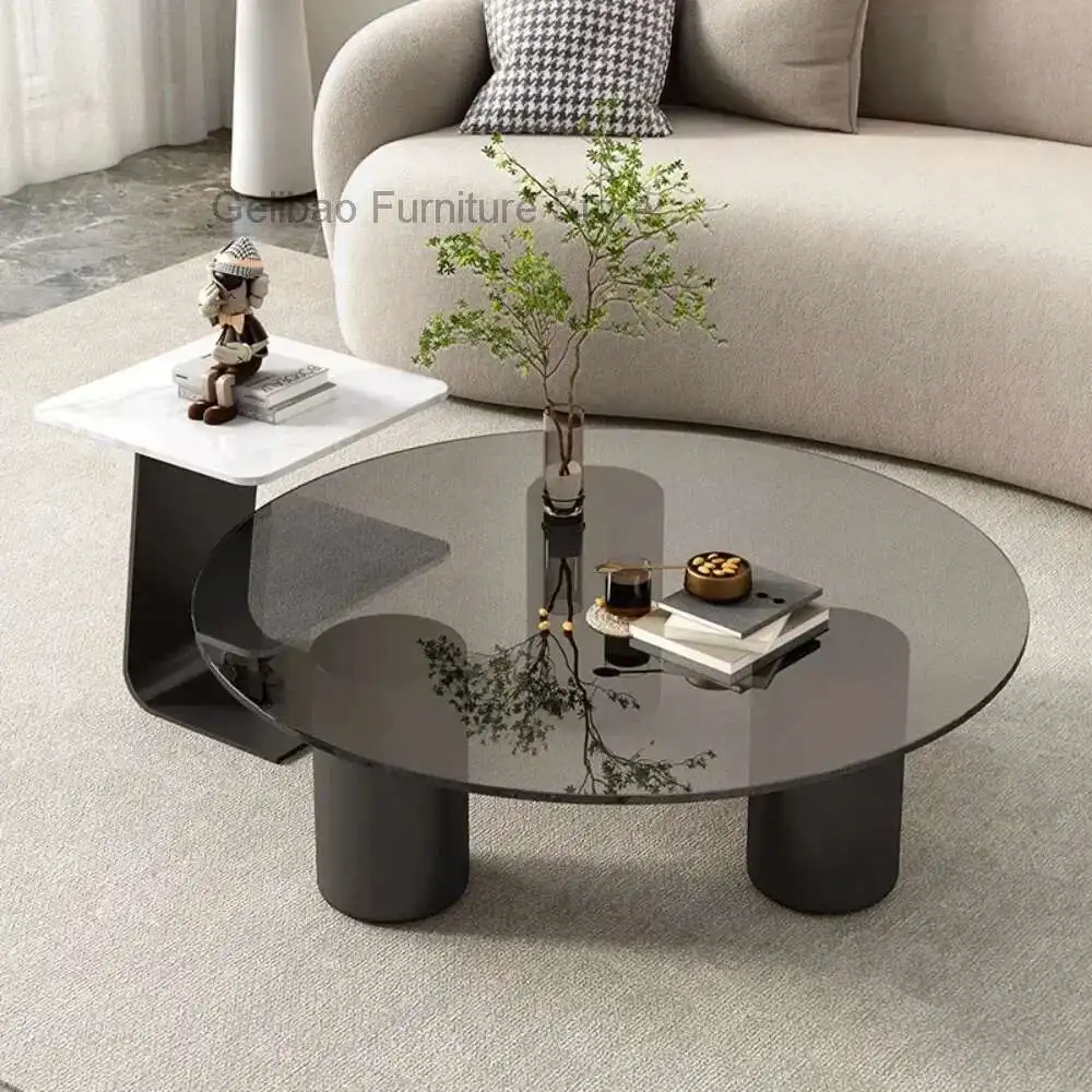 

Transparent Glass Hall Coffee Tables Luxury White Center Creative Side Table Small Apartment Large Table Basse Home Decoration
