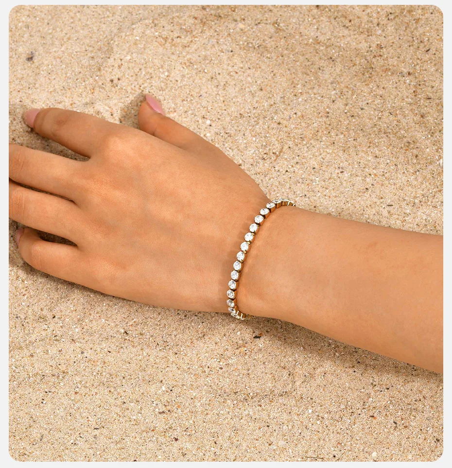 Vnox Luxus zierliches AAA Zirkon Kristall Armband für Frauen Mädchen, Edelstahl 2mm-5mm breites Armband, Hochzeit Schmuck Party Geschenk – Detail 3