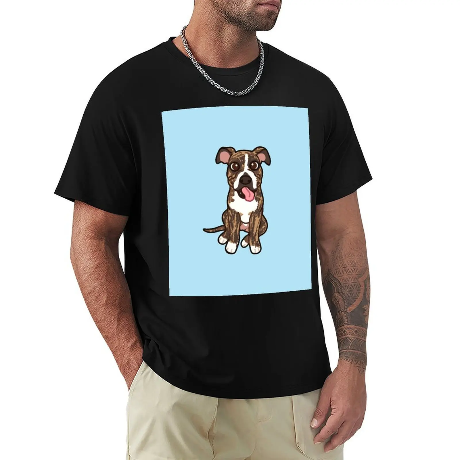 Brindle coated Boxer commission T-Shirt Basic Breathable Solid Color T-Shirt