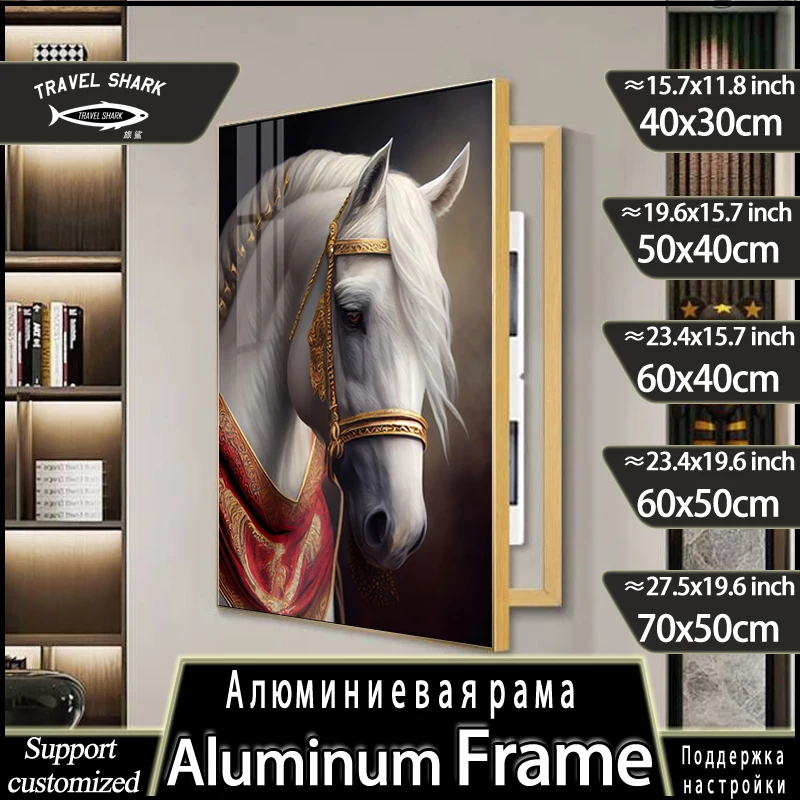 

Nordic Home Room Decorations Paintings Picture Posters of Electric Box Switch Covers Horse Wall Art Decor With Frame Punch Free