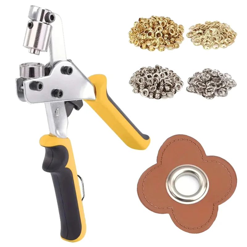 

A33R-200 Set Eyelet Grommets With 3/8 Inch 10Mm Grommet Pliers Kit Handheld Hole Punch Tools For Leather Canvas Clothing