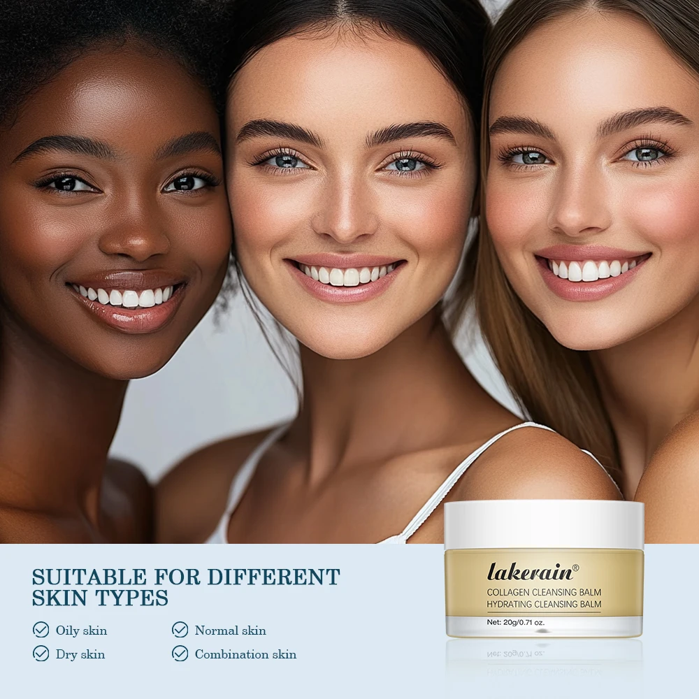 Bálsamo de limpeza de colágeno com sabor de rosa, creme nutritivo, removedor de maquiagem, hidratante suave, não irritante, bálsamo de limpeza não gorduroso