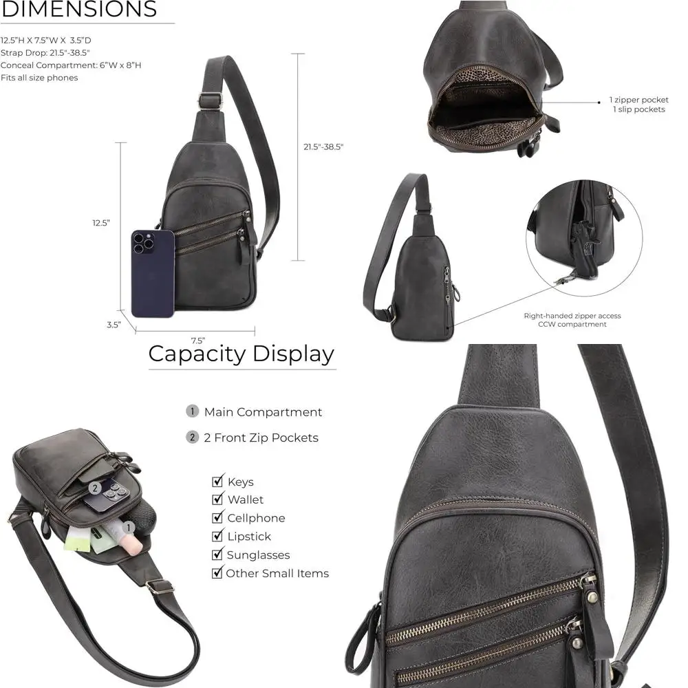 

Unisex Multi-Pocket Concealed Carry Crossbody Sling Bag Backpack Purse - Dark Grey Long Tail Keyword
