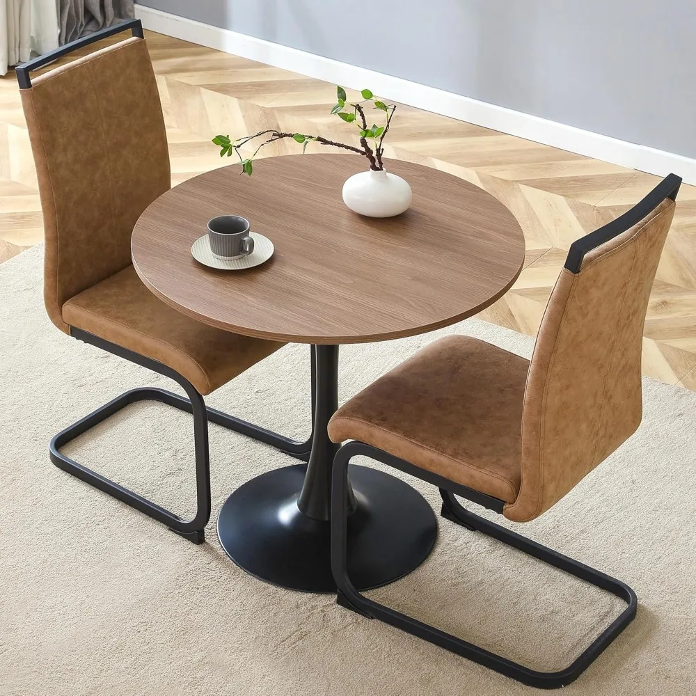 

Round Dining Table Set for 2 with 32" Wooden Tabletop,Break Room Table and Chairs Set,Mid-Century Modern Dining Room Furniture