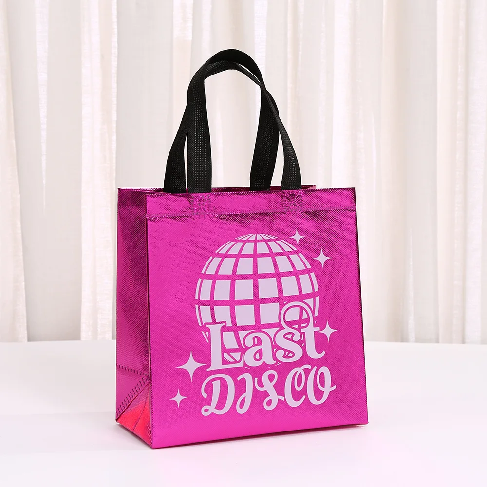 4Pcs Laser Last Disco Gift Packing Bag Non-Woven Disco Bride Shopping Tote Bag for Girl Wedding Bachelorette Hen Party Decor view 2