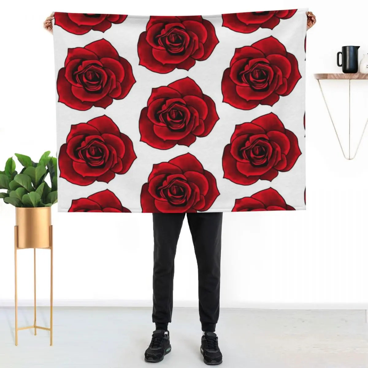 Cute Red Rose Throw Blanket Blankets For Sofas Luxury Designer Plaid on the sofa Soft Beds Baby Soft Blankets