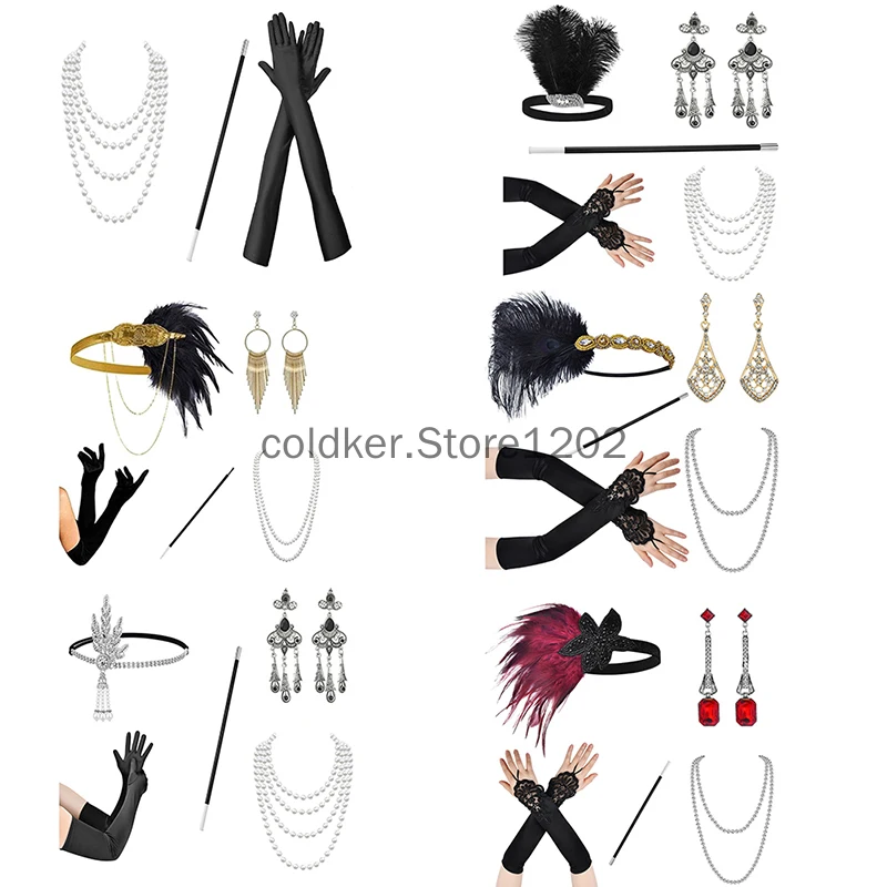 1920er Jahre Cosplay Flapper Halloween Charleston Kostüm 1920er Jahre Gatsby Zubehör Halloween Gatsby Kopf bedeckung Feder Stirnband