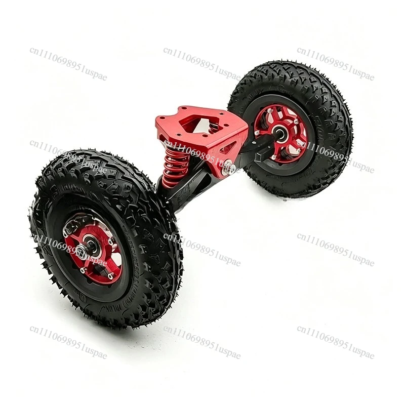 Red 4WD Electric Belt Drive Longboard Mountain   Tires