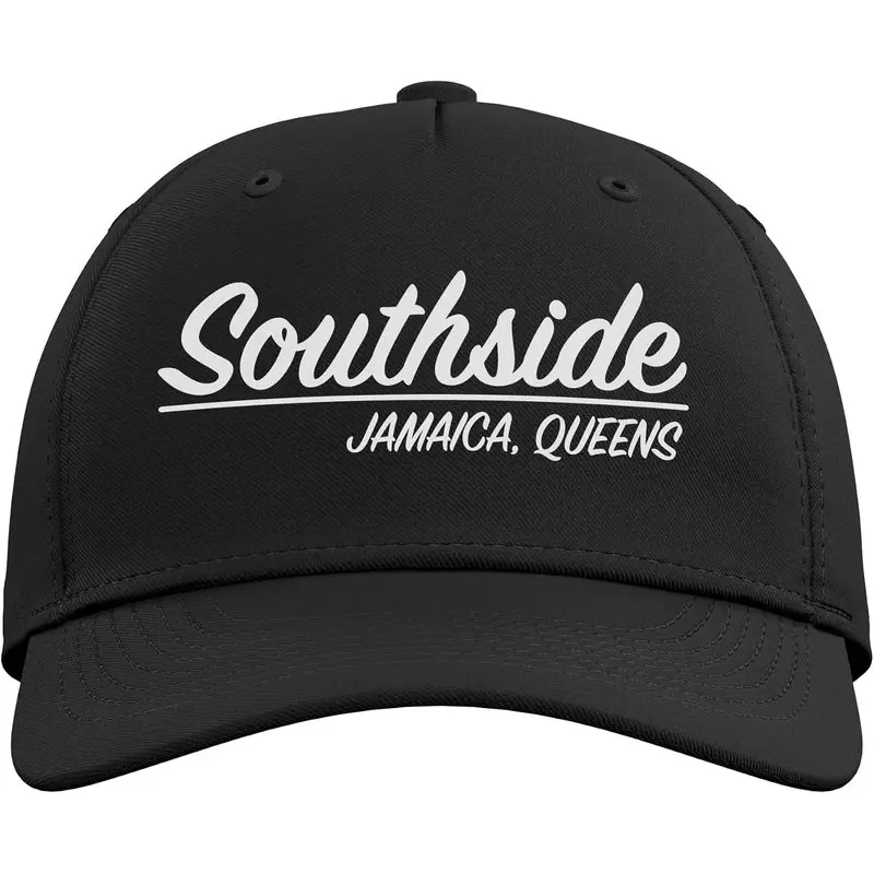 Old School New York Southside Jamaica Queens Neighborhood Adjustable Printed Baseball Hat, Black