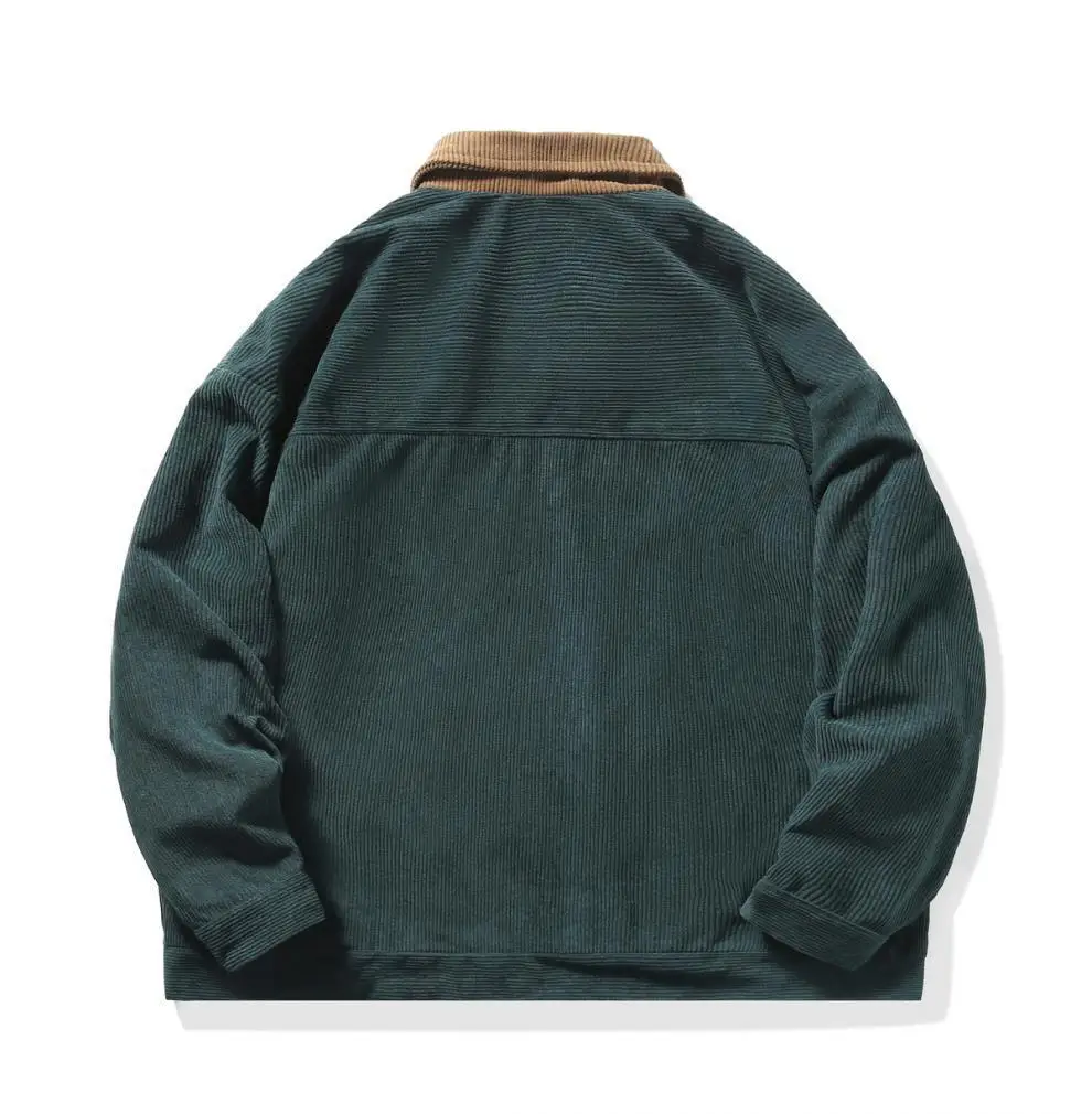 Japanese Retro Loose Oversized Jacket for Men Autumn Winter Fashion Corduroy Harajuku Casual Zipper Jacket Coats Streetwear Y2k