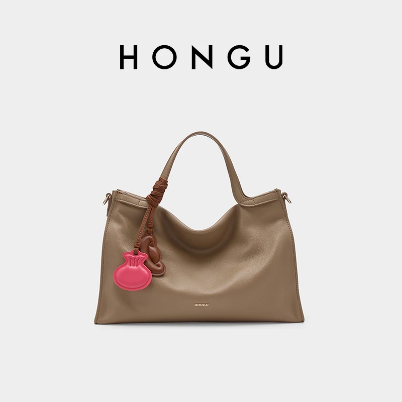 

HONGU Fashion Women's Shoulder Bag Cowhide Leather Large Capacity Tote Handbags Luxury Designer Travel Bag for Female H5136896