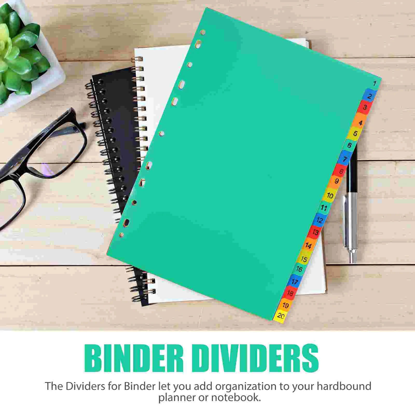 20 Pcs A4 Separated Loose Leaf Plastic Dividers Classification Tabs File Number Notebook Index Pp Binder Notepad Markers