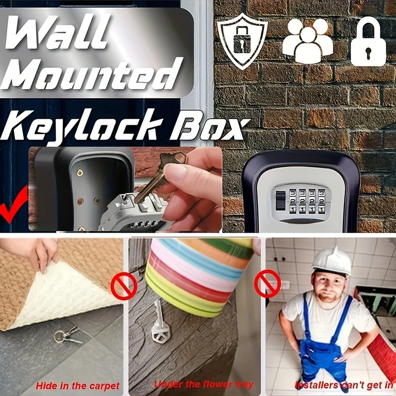 Wand halterung Schlüsselsp eicher Secret Box Organizer 4-stellige Kombination Passwort Sicherheits code Schloss kein Schlüssel Home Key Safe