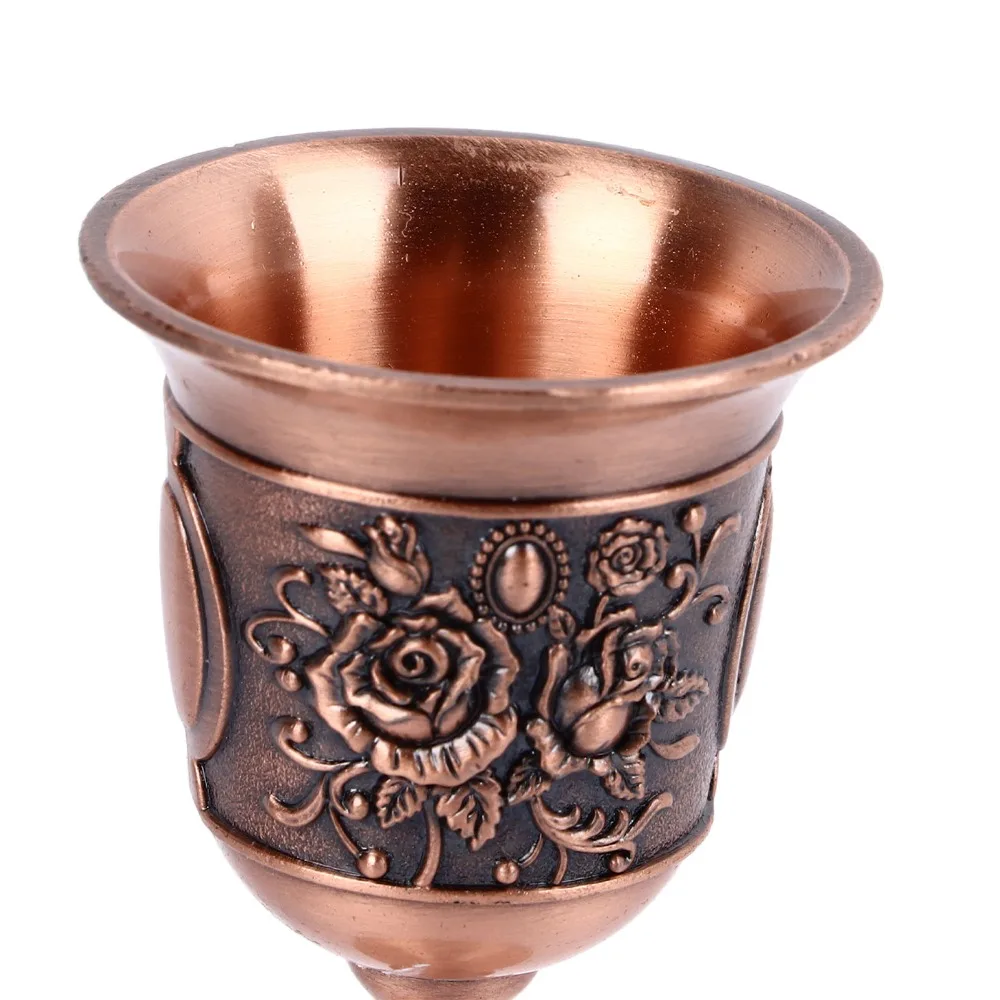 2pcs Red Bronze Embossed Metal Goblets Embossed Brass Retro Metal Chalices Decorative Drinking Cups Temple Ritual