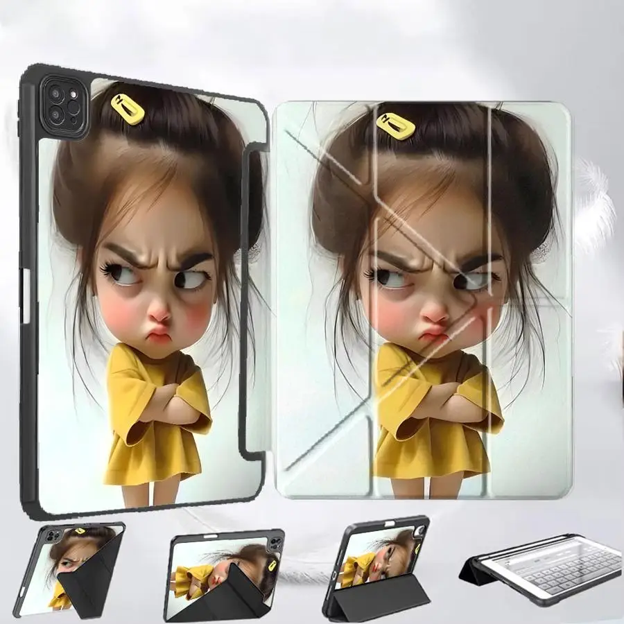 

Holder Cover Tablet Case For iPad Pro 11th 10th 9th 8th 7th 12.9inch Pro 2025 Air 4 5 M3 M2 M4 11inch Mini 6 7 Funny Girl