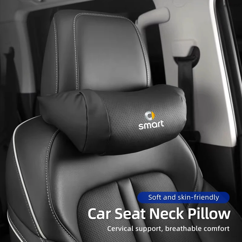

Car Napa Leather Headrest Cotton Neck Pillow Accessories For Smart Fortwo 450 453 451 Forfour EQ Cabrio Crossblade ROADSTER