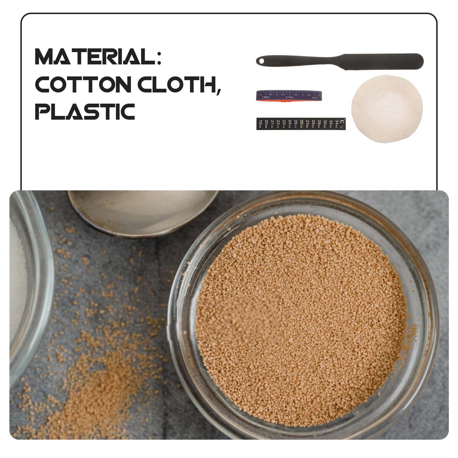 

1Set Fermentation Jar Accessories Sourdough Starter Jar Kit Cloth Cover Thermometer Sticker Date Marking Bands