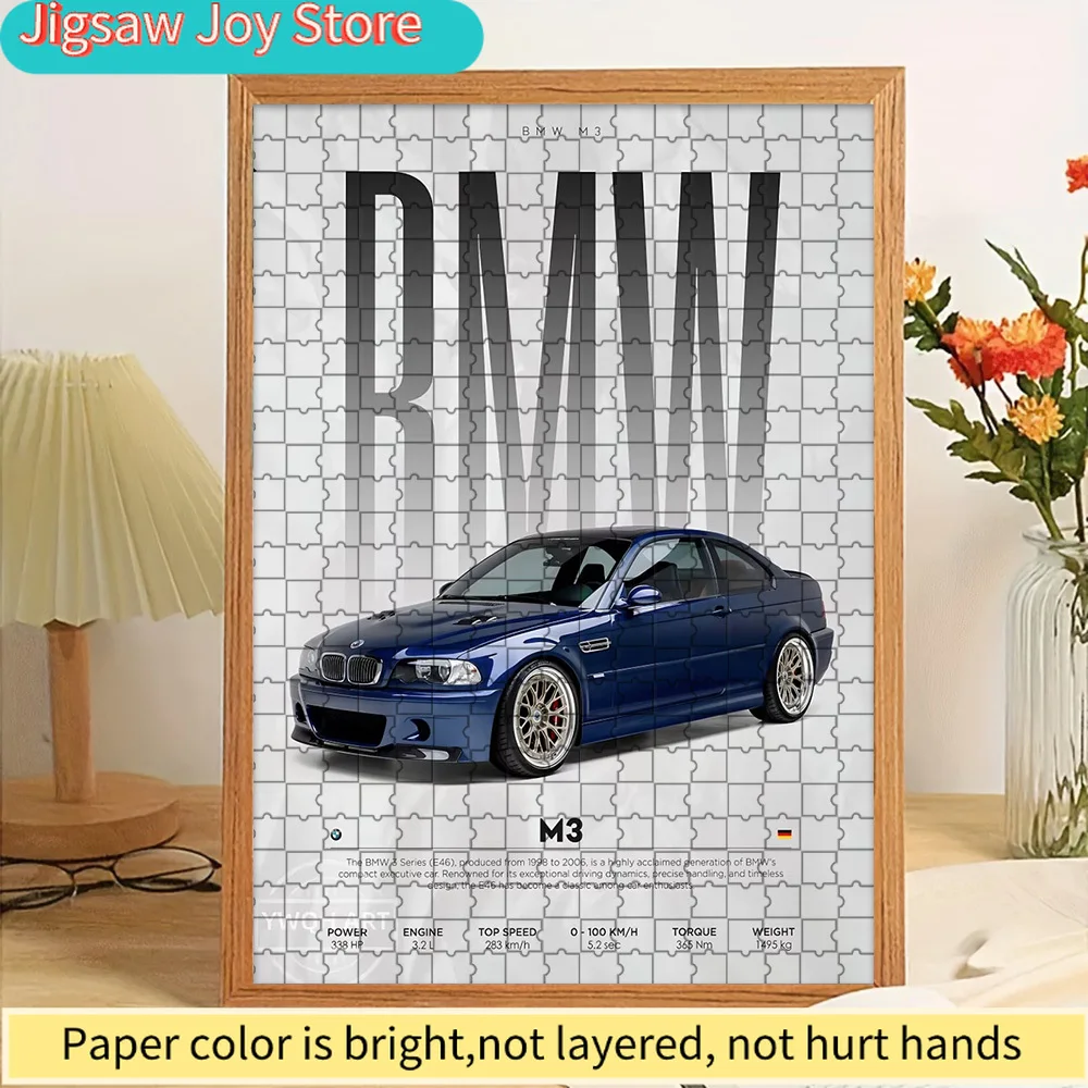 

Бумажный пазл-головоломка с синим BMW M3 (E46) — художественный принт, настенный декор, культовый немецкий классический высокопроизводительный спортивный автомобиль, техника.