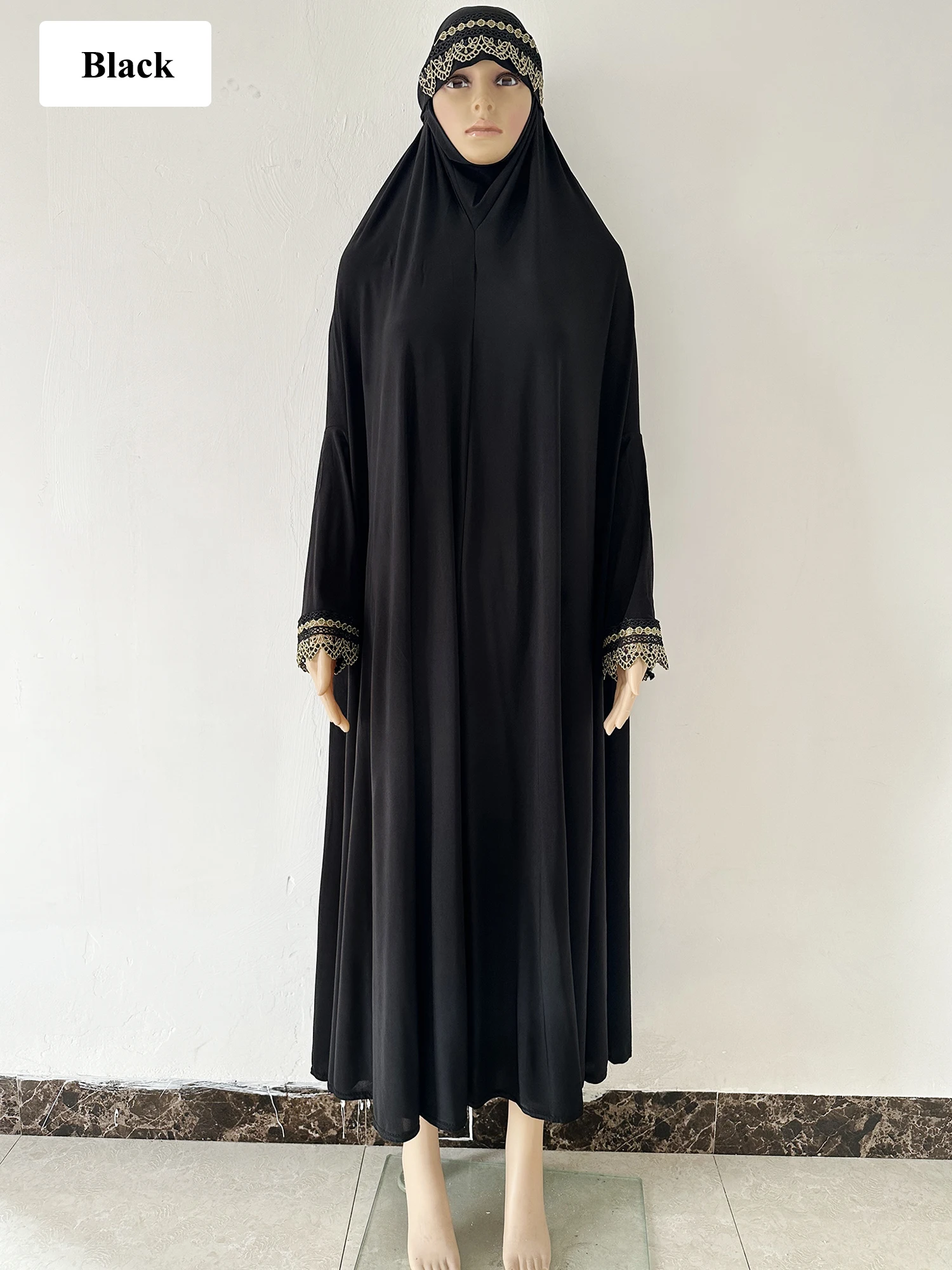 Newest Muslim Women Hooded Abaya Solid Cotton African Prayer Garment Kaftan Dress With Hijab Floral Dubai Saudi Robe Ramadan