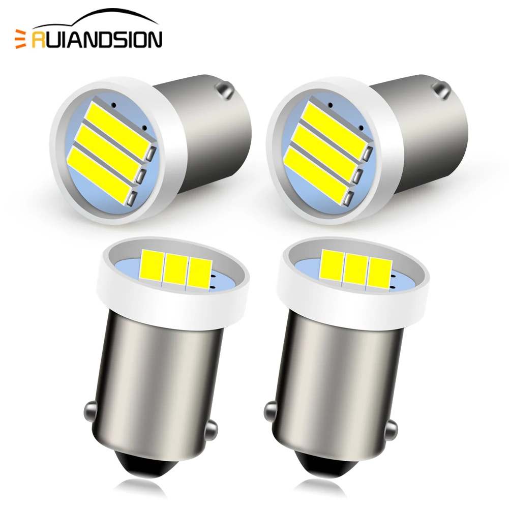 

RUIANDSION 2Pcs BA9S LED 6V 12V 24V Non-Polarity 7020 Chip 3SMD White Lights Car Trunk Door Lamps Interior Reading Lights Bulbs