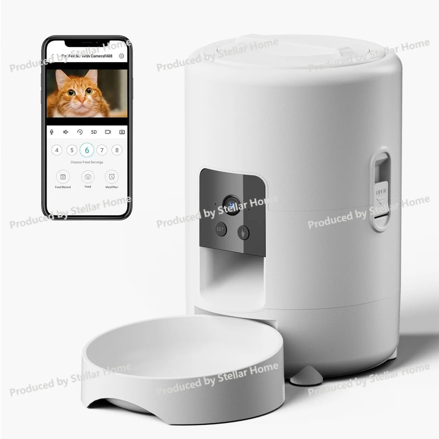 2L Pet Automatic Feeder Cat and Dog Video Button WiFi Feeder, Labelable