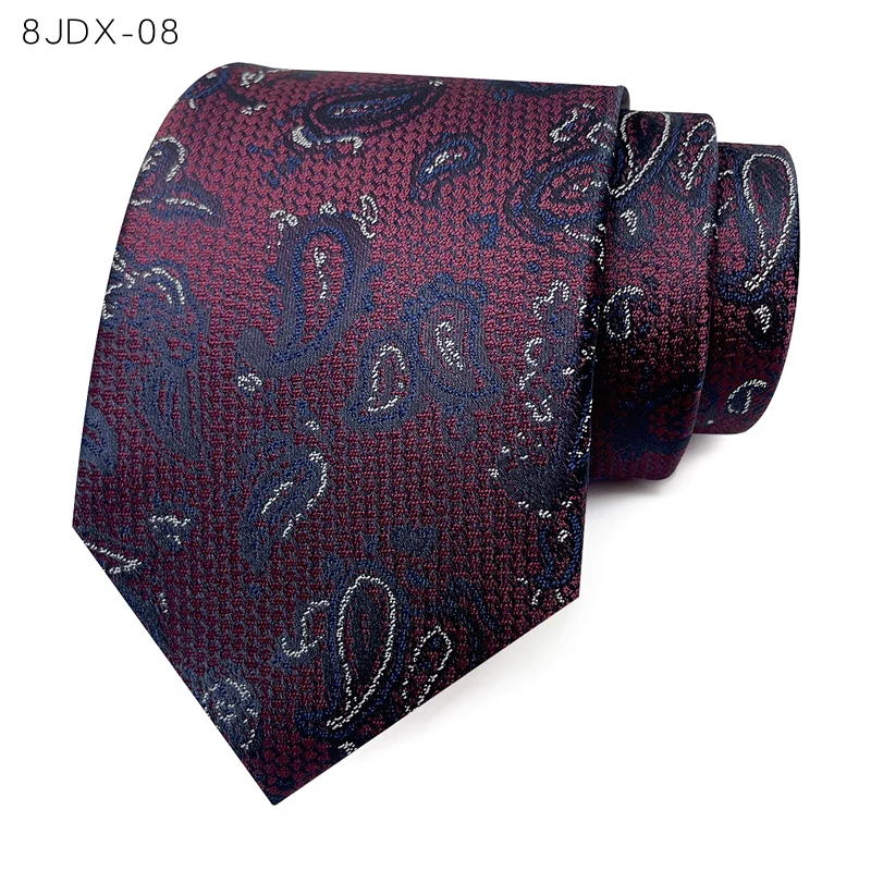 VEEKTIE Brand Novelty Neckties For Men Pre-tied Wedding Party Work Office Groomsmen Paisley Striped Printing 8cm Purple Cravates