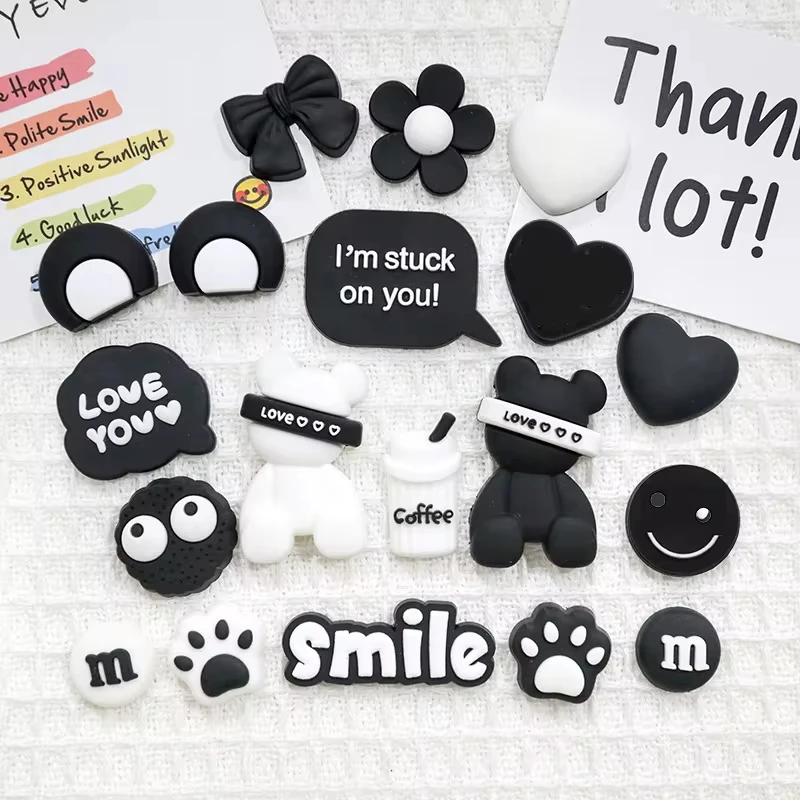 Cartoon Letter Bear PVC Soft Rubber Shoes Accessories DIY Sandals Decoration Accessories Charming Shoe Buckles Cute Gift