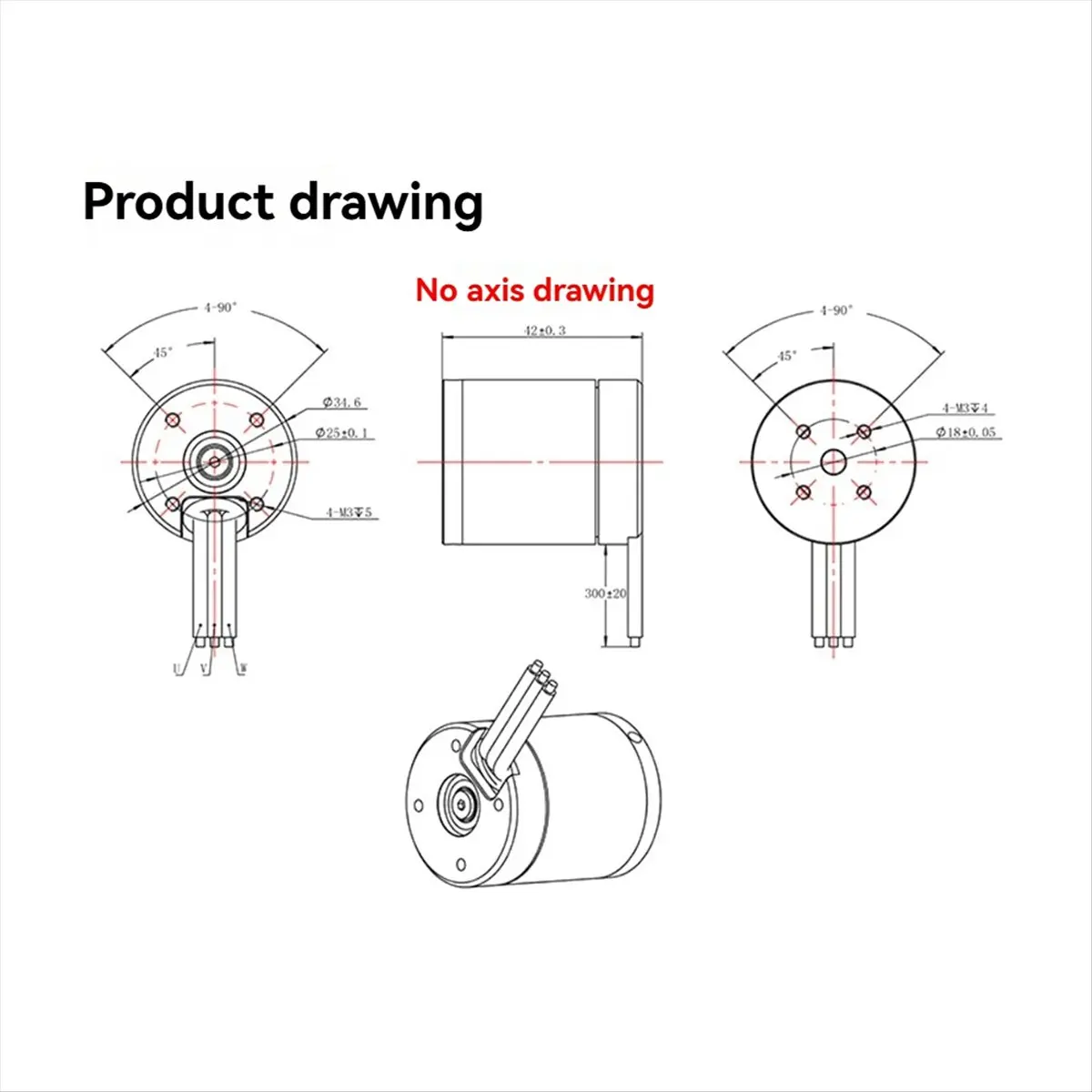 A999F Perfect ★◀◁ 3542 Waterproof Motor 290KV 360W Power Motor IP58 3-12S for Surfing Boat Underwater Thruster Hydro Efoil