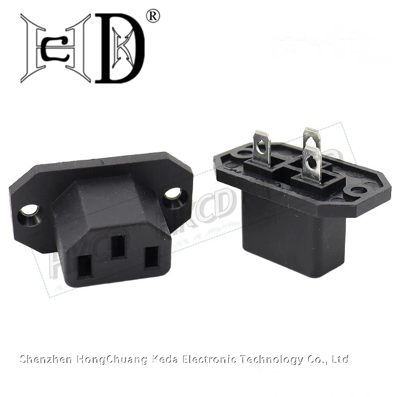 2pcs IEC320 10A 250V Black Male female docking Plug Connector Rewireable C13 C14 Plug Rewirable Power Konektor 3Pin AC Socket