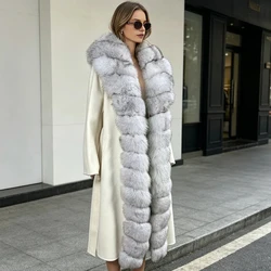 Winter Coat For Women Wool Cashmere Coat Women Real Fox Fur New White Wool Coat Women Fashion