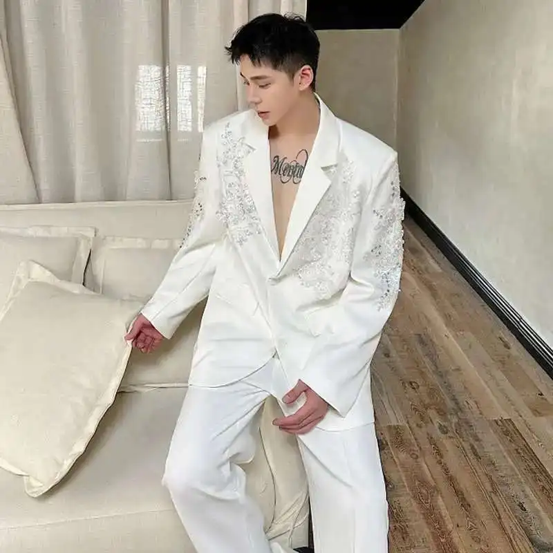 LUZHEN Personalized Luxury Spring Embroidered Jackets Light Design Suit Elegant Trendy Korean Men Clothing Blazers Coats JY9744