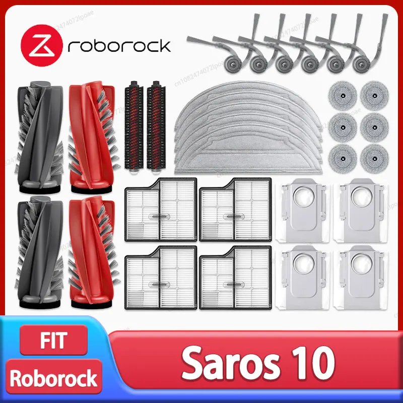 Roborock Saros 10 / S9 MaxV Ultra Robot Vacuum ملحقات الجانب الرئيسي فرشاة ممسحة القماش فلتر HEPA كيس لجميع الغبار قطع الغيار