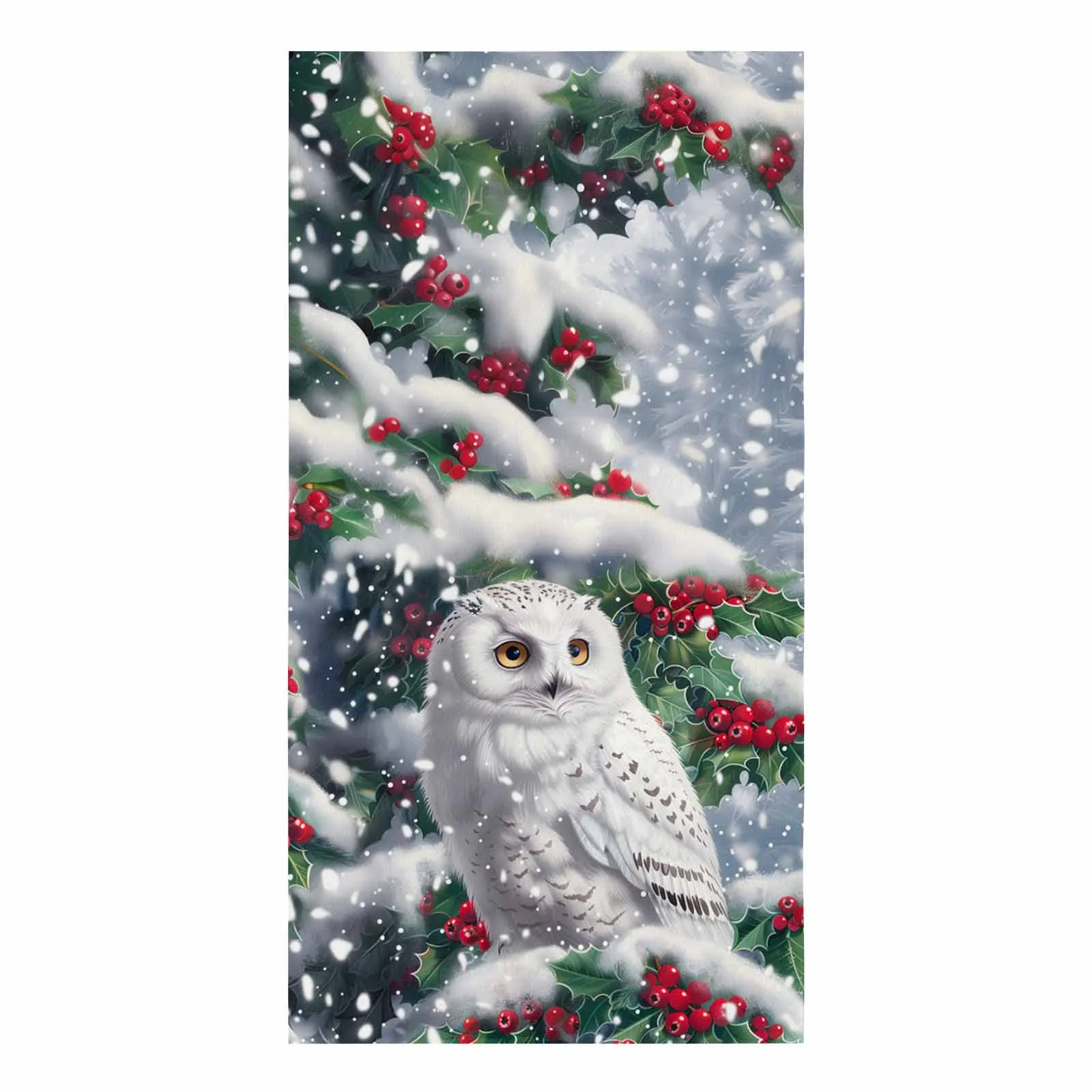 Christmas Winter Snow Owl Berries Microfiber Towel Absorbent Kitchen Cleaning Cloth Dish Towel Household Cleaning Towel