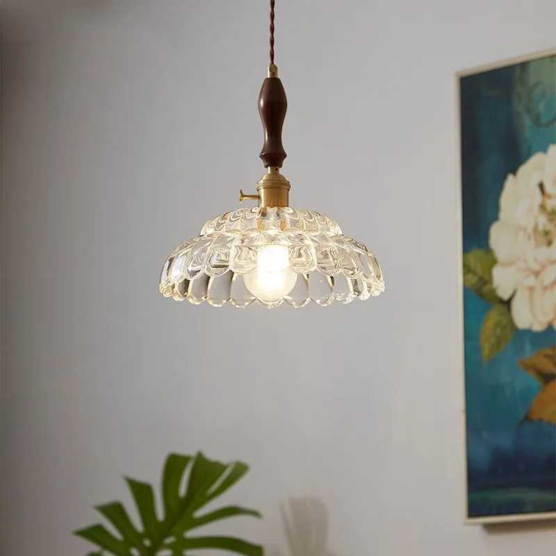 

Japanese Retro Chandelier Wooden Art All Copper Glass Lamps Bedroom Living Room Restaurants Lights Hotel Cafe Lightings Fixtures