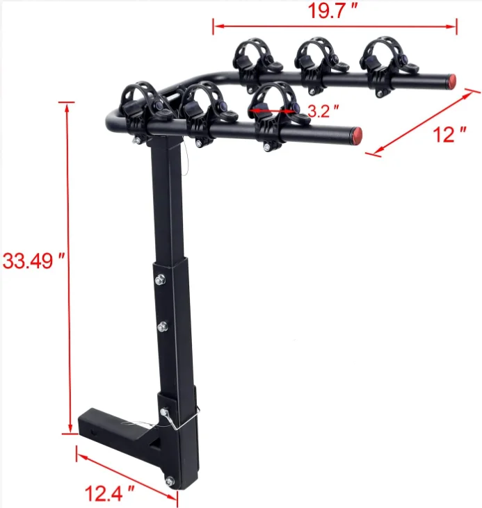 

Custom 3-Bicycle Rack 2-Inch Receiver Trailer Hitch Bike Carrier For Cars Trucks SUVs Vans RVs Auto Accessories