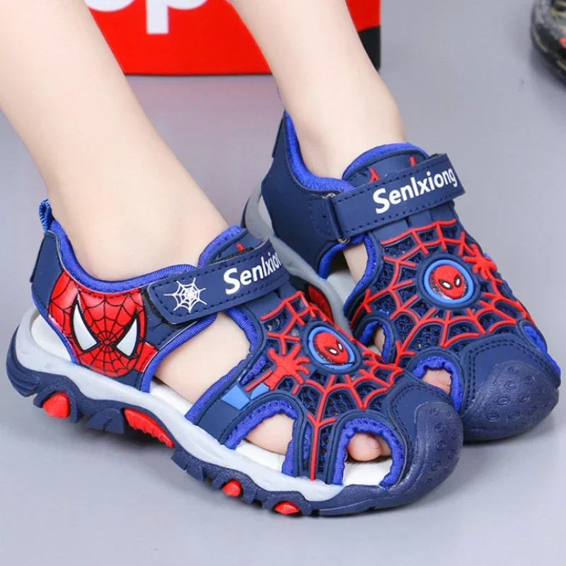Disney Breathable Sport Sandals Summer Cartoon Spiderman Sandals for Boys Casual Beach Shoe Soft Sole Kids Shoes
