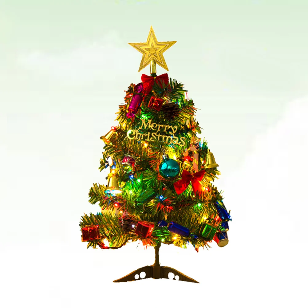 50Cm Premium Artificial Christmas Tree with Glowing Fiber Optic LED Lights Elegant Holiday Decorations for Living Room Window