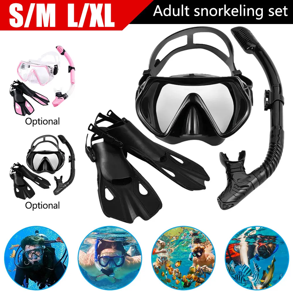 Swimming Flippers Diving Fins Snorkeling Goggles Dive Snorkel Equipment Scuba Diving Swimming Fins Set Adult Flippers Underwater