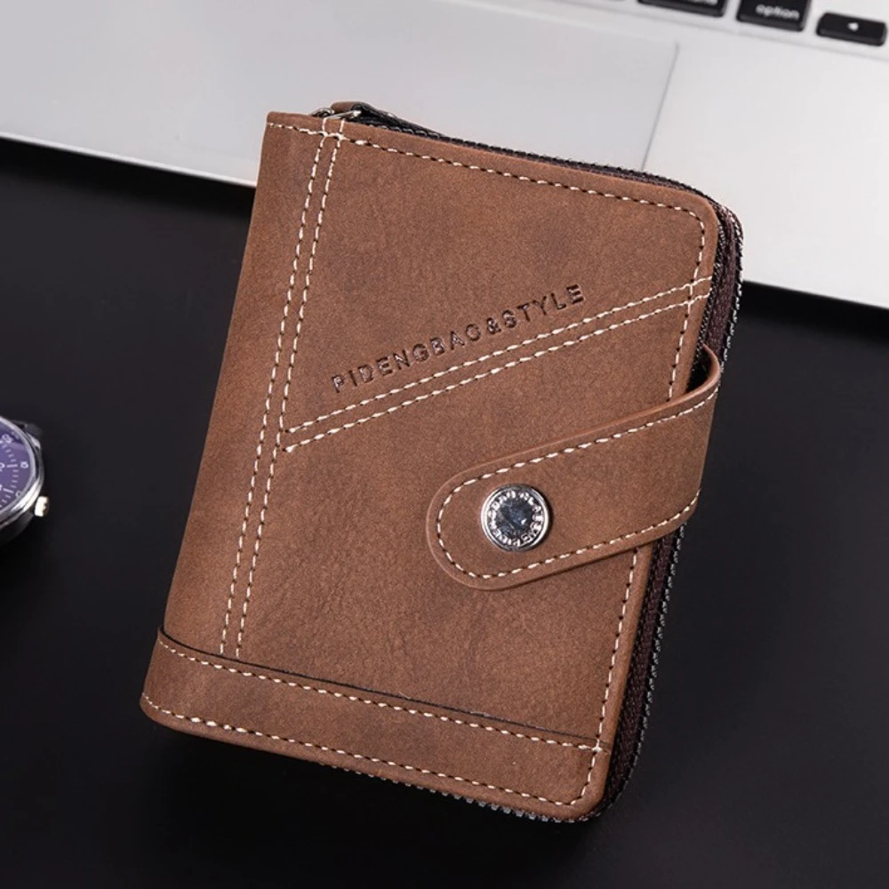 Luxury Retro Bifold Wallet Cowhide Pu Leather Men Card Holder Lightweight Handheld Money Clip Gentleman