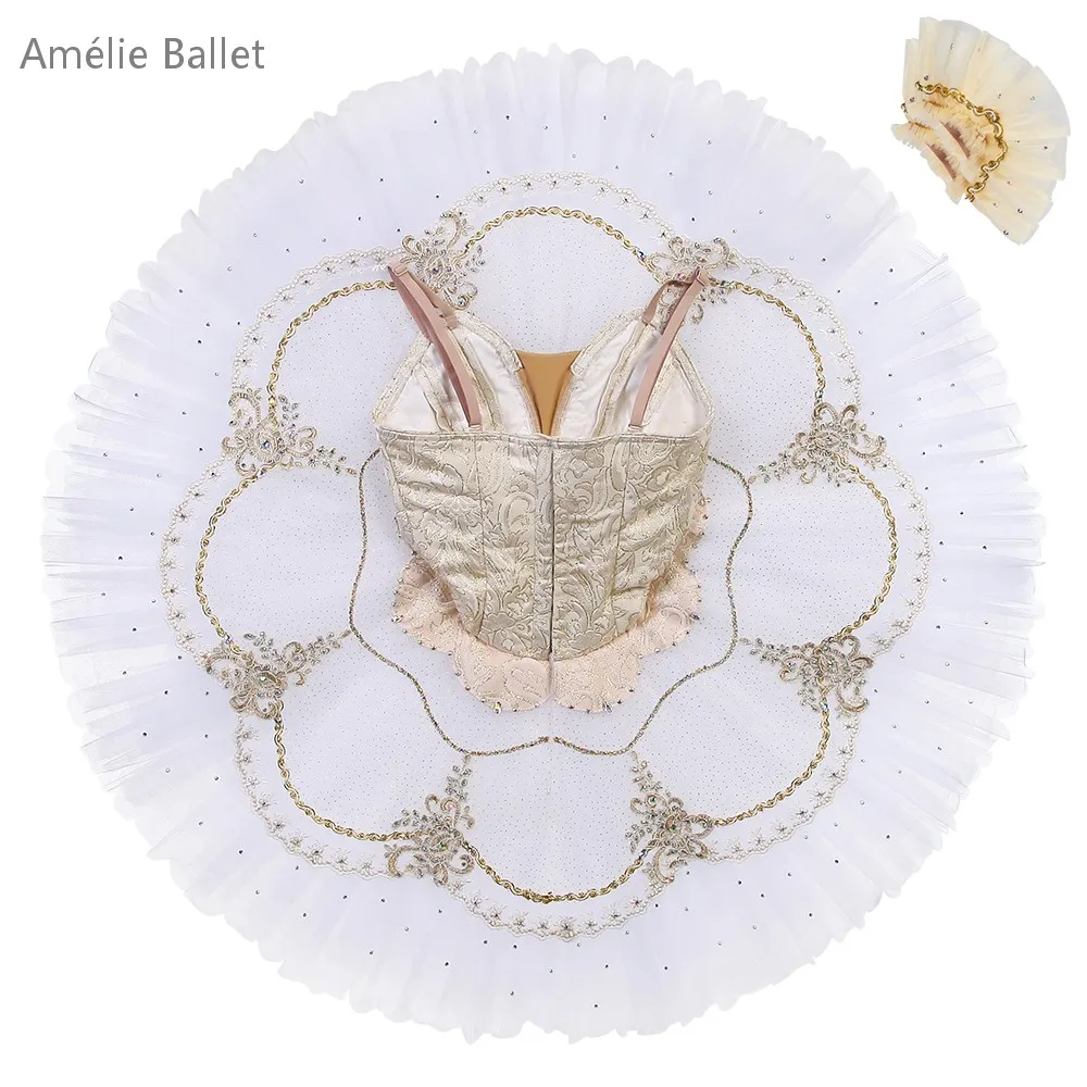 B25036 New Ivory Professional Ballet Tutu Made-to-Order Ballet Costumes Performance Tutu for YAGP or Stage Performance