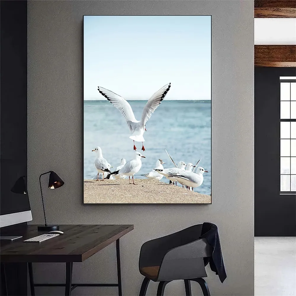 Beach Sea Ocean Poster Gallery Prints Self Adhesive Home Decor Decoration Wall Decals Living Room Sticker